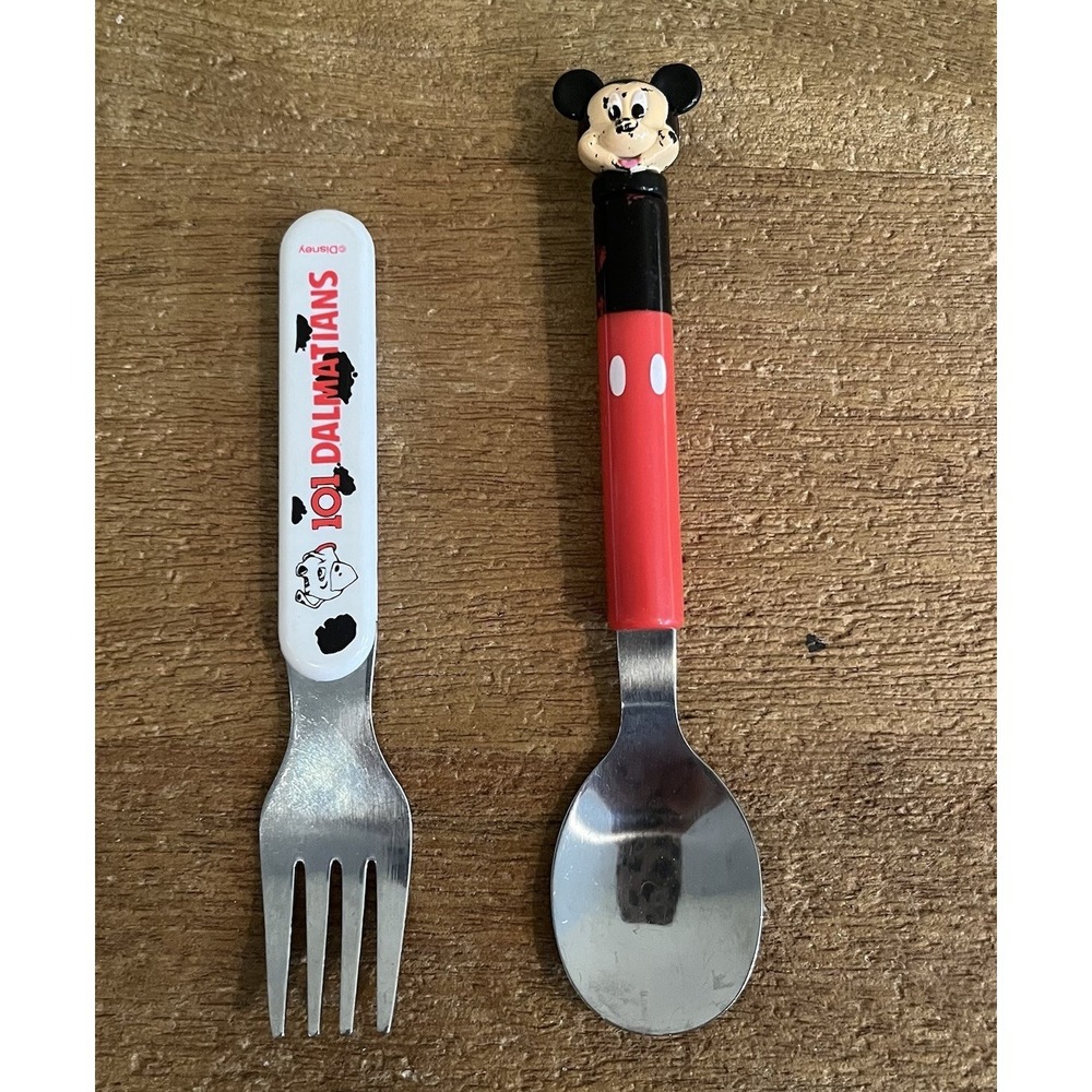 Disney Mickey Mouse 101 Dalmatians Child Kids Flatware Fork Spoon 2 Pc Set